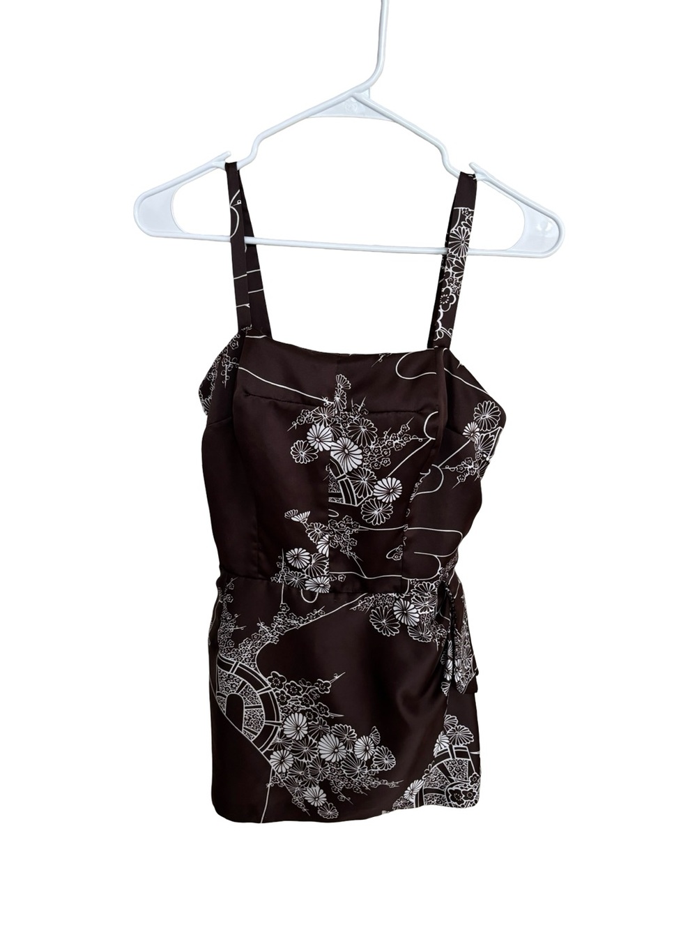 Paradise Hawaii Brown Floral Print Bathing Suit Romper Sz 12
